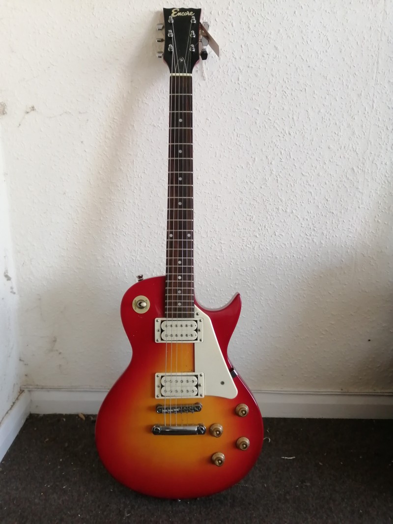 An Encore Les Paul style electric guitar